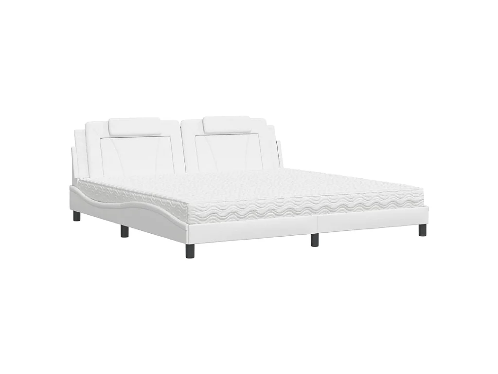 Bed "Viana" met matras kunstleer wit 200x200 cm