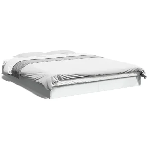 Bedframe bewerkt hout wit 160×200 cm Bedframe bewerkt hout wit 160×200 cm