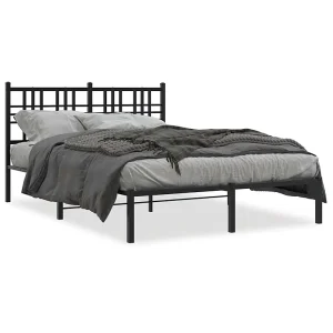 Bedframe met hoofdbord metaal zwart 120×200 cm Bedframe met hoofdbord metaal zwart 120×200 cm