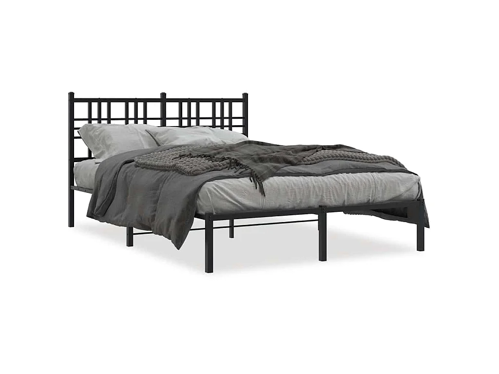 Bedframe met hoofdbord metaal zwart 120x200 cm