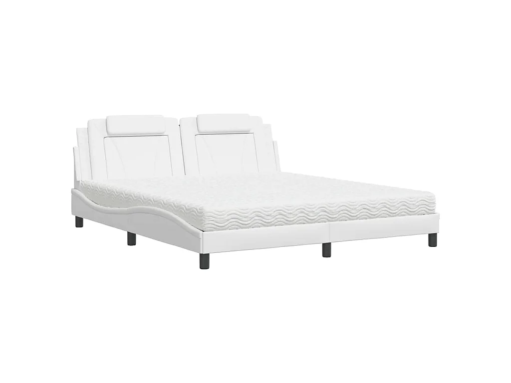 Bed met matras kunstleer wit 180x200 cm