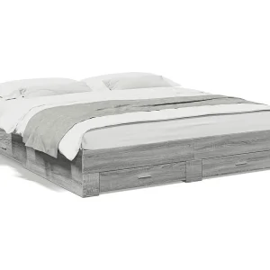 Bedframe met lades bewerkt hout grijs sonoma eiken 180×200 cm Bedframe met lades bewerkt hout grijs sonoma eiken 180×200 cm
