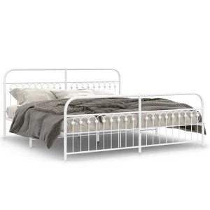 Bedframe met hoofd- en voeteneinde metaal wit 193×203 cm
