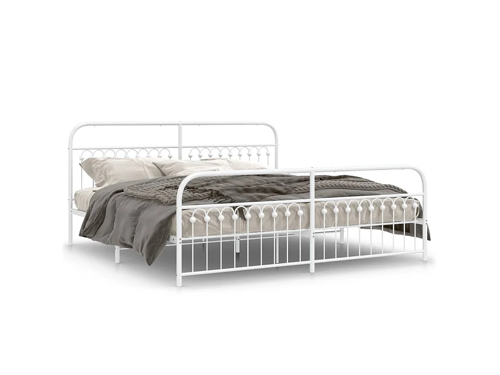 Bedframe met hoofd- en voeteneinde metaal wit 193x203 cm