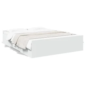 Bedframe met lades bewerkt hout wit 160×200 cm Bedframe met lades bewerkt hout wit 160×200 cm