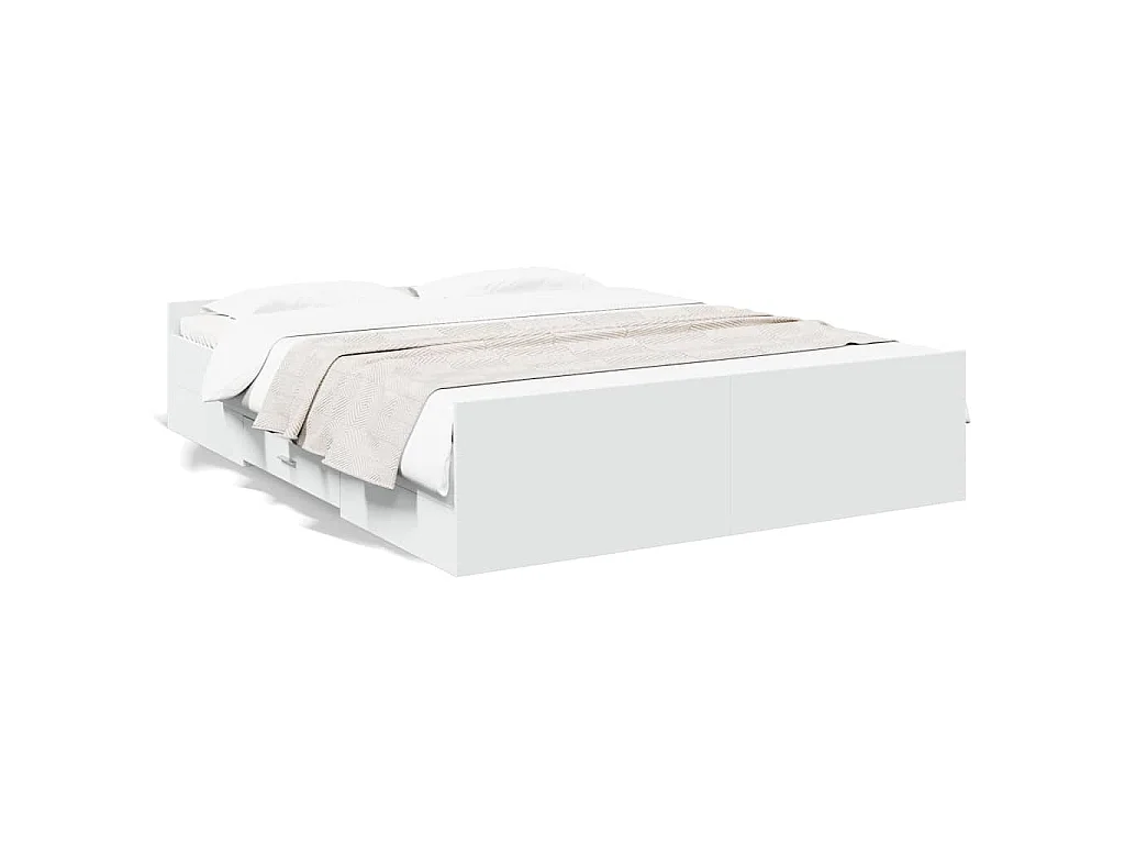 Bedframe met lades bewerkt hout wit 160x200 cm