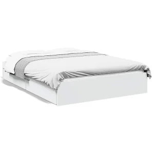 Bedframe met lades bewerkt hout wit 120×200 cm Bedframe met lades bewerkt hout wit 120×200 cm