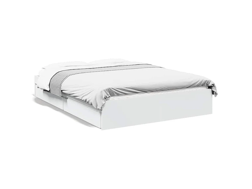 Bedframe met lades bewerkt hout wit 120x200 cm