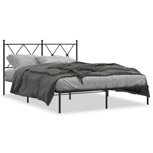 Bedframe met hoofdbord metaal zwart 140×190 cm Bedframe met hoofdbord metaal zwart 140×190 cm