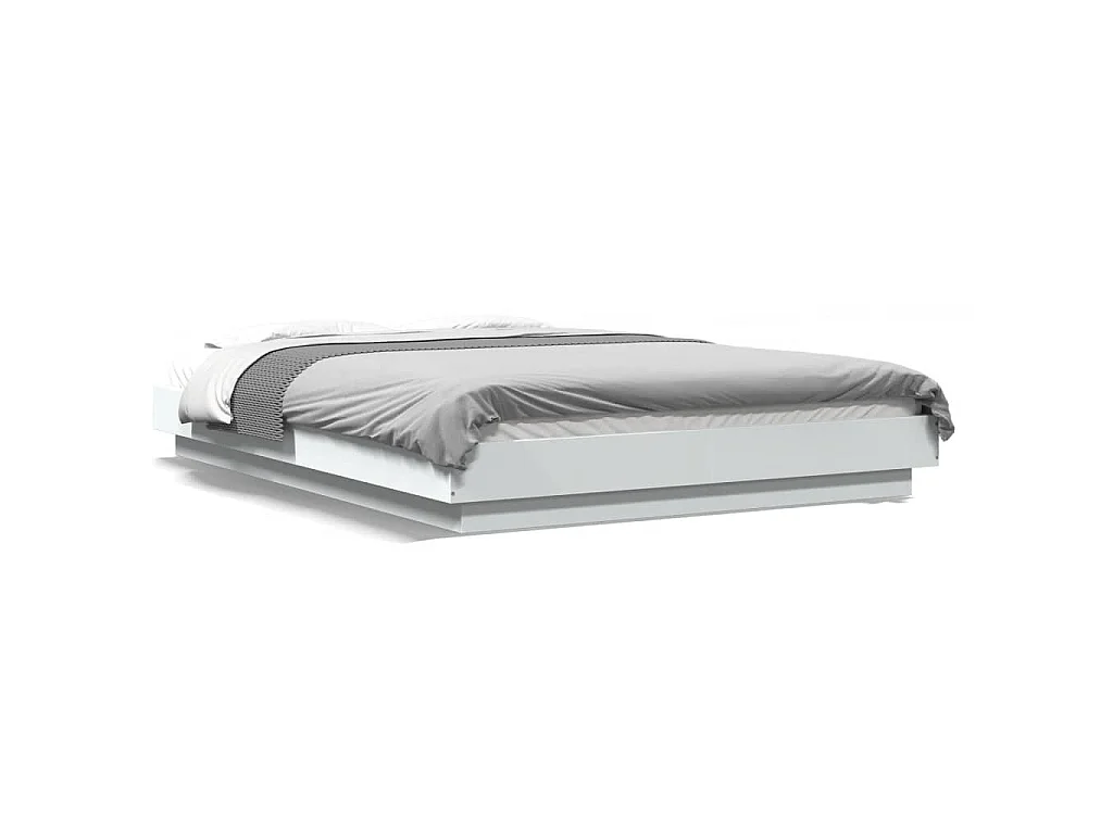 Bedframe met LED-verlichting bewerkt hout wit 140x190 cm