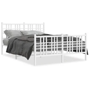 Bedframe met hoofd- en voeteneinde metaal wit 120 x 190 cm Bedframe met hoofd- en voeteneinde metaal wit 120 x 190 cm