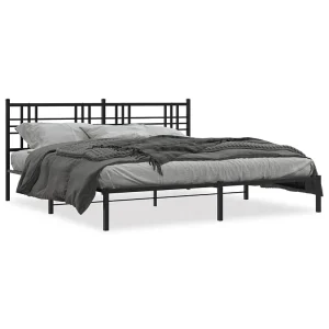 Bedframe met hoofdbord metaal zwart 183×213 cm Bedframe met hoofdbord metaal zwart 183×213 cm