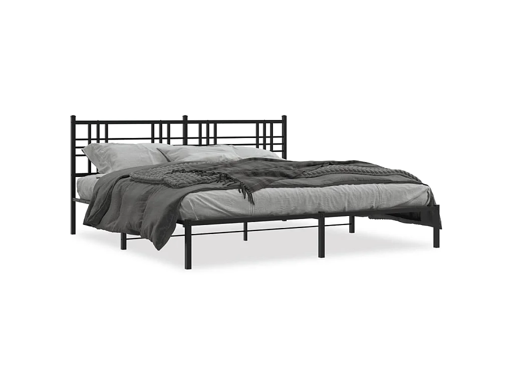 Bedframe met hoofdbord metaal zwart 183x213 cm