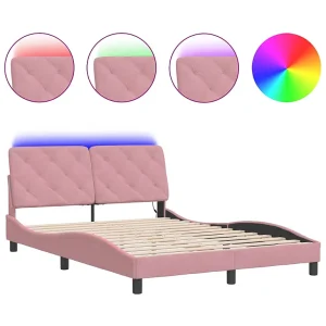 Bedframe met LED zonder matras fluweel roze 120×200 cm Bedframe met LED zonder matras fluweel roze 120×200 cm