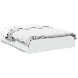 Bedframe met lades bewerkt hout wit 140×190 cm Bedframe met lades bewerkt hout wit 140×190 cm