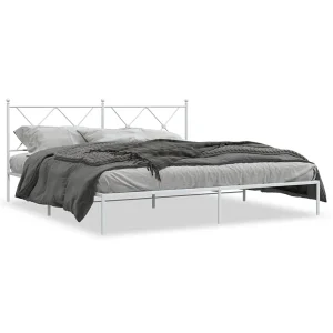 Bedframe met hoofdbord metaal wit 183×213 cm Bedframe met hoofdbord metaal wit 183×213 cm
