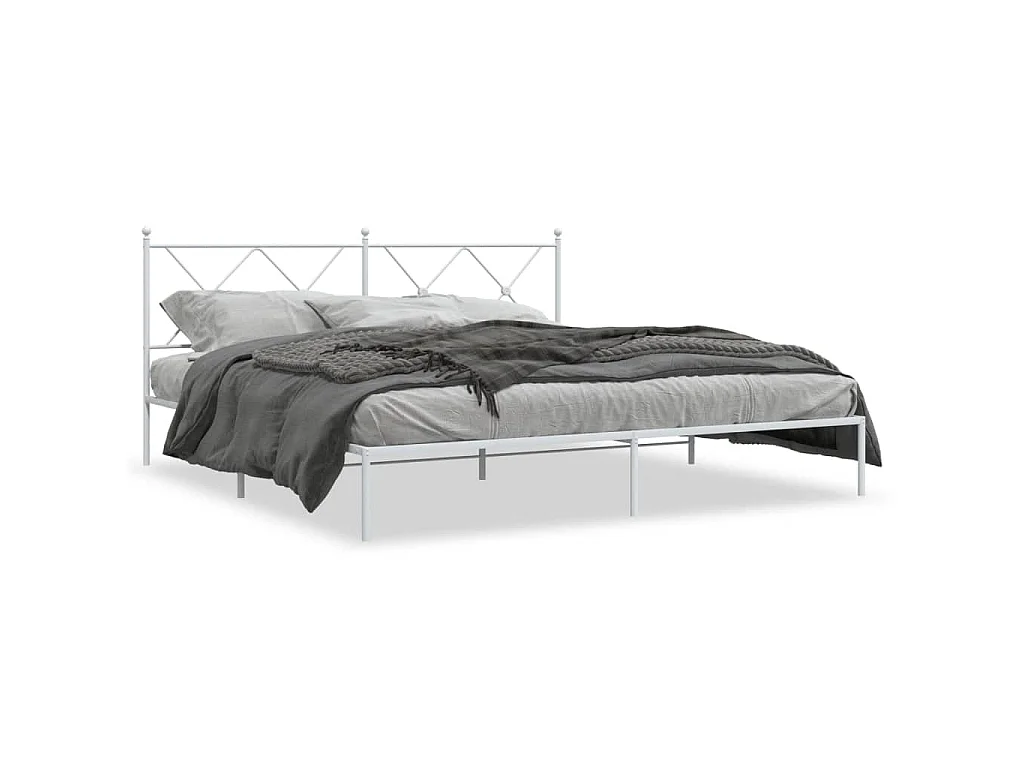 Bedframe met hoofdbord metaal wit 183x213 cm