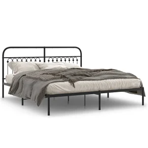 Bedframe met hoofdbord metaal zwart 183×203 cm Bedframe met hoofdbord metaal zwart 183×203 cm