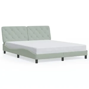 Bedframe zonder matras 160×200 cm fluweel lichtgrijs Bedframe zonder matras 160×200 cm fluweel lichtgrijs