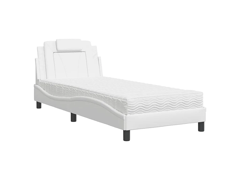 Bed met matras kunstleer wit 90x200 cm