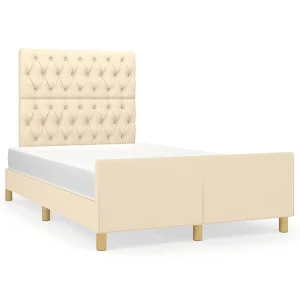 Bedframe zonder matras 120×190 cm stof crèmekleurig