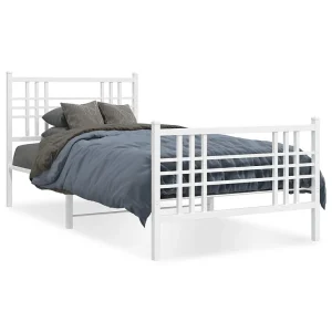 Bedframe met hoofd- en voeteneinde metaal wit 90×190 cm Bedframe met hoofd- en voeteneinde metaal wit 90×190 cm