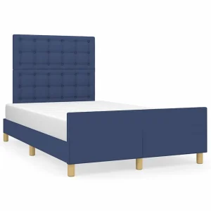 Bedframe zonder matras 120×190 cm stof blauw Bedframe zonder matras 120×190 cm stof blauw