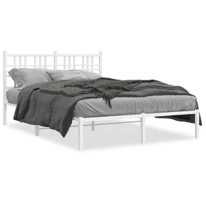 Bedframe met hoofdbord metaal wit 140×200 cm Bedframe met hoofdbord metaal wit 140×200 cm