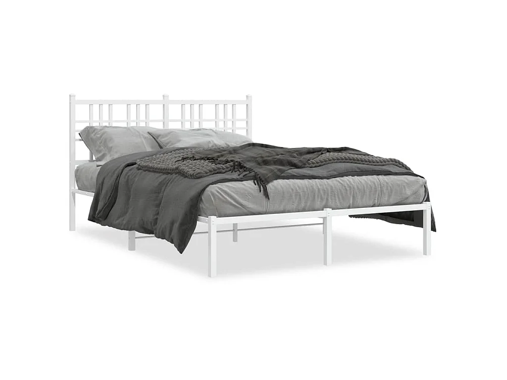 Bedframe met hoofdbord metaal wit 140x200 cm