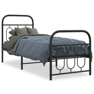 Bedframe met hoofd- en voeteneinde metaal zwart 75×190 cm Bedframe met hoofd- en voeteneinde metaal zwart 75×190 cm
