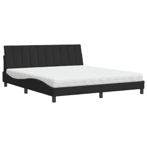Bed met matras "Hanko" fluweel zwart 180×200 cm