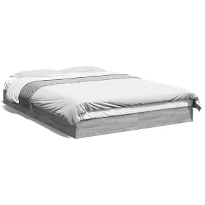 Bedframe bewerkt hout grijs sonoma eikenkleurig 140×200 cm Bedframe bewerkt hout grijs sonoma eikenkleurig 140×200 cm