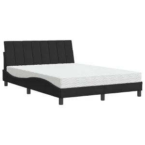 Bed met matras "Hanko" fluweel zwart 140×190 cm