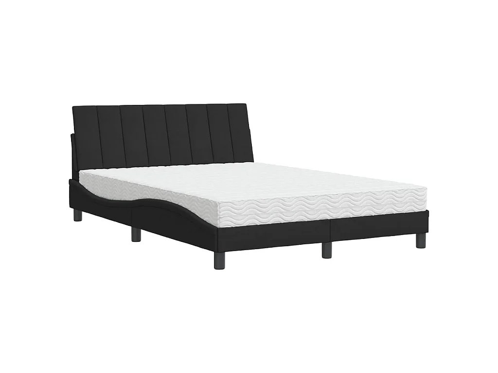 Bed met matras "Hanko" fluweel zwart 140x190 cm