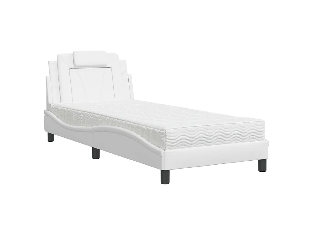 Bed met matras kunstleer wit 80x200 cm