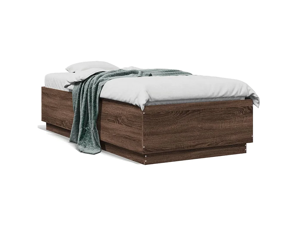 Bedframe bewerkt hout bruin eikenkleur 75x190 cm