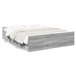 Bedframe met lades bewerkt hout grijs sonoma eiken 140×200 cm Bedframe met lades bewerkt hout grijs sonoma eiken 140×200 cm