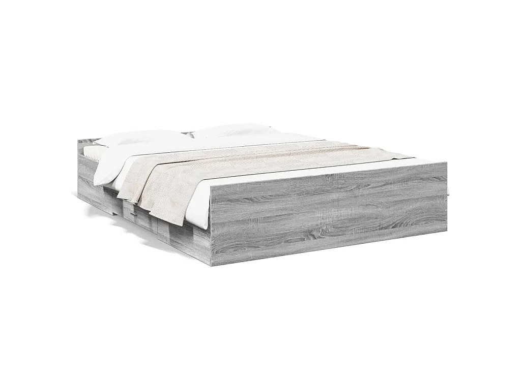 Bedframe met lades bewerkt hout grijs sonoma eiken 140x200 cm