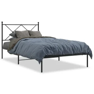 Bedframe met hoofdbord metaal zwart 107×203 cm Bedframe met hoofdbord metaal zwart 107×203 cm