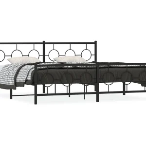 Bedframe met hoofd- en voeteneinde metaal zwart 193×203 cm Bedframe met hoofd- en voeteneinde metaal zwart 193×203 cm