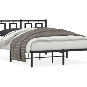 Bedframe met hoofdbord metaal zwart 140×190 cm Bedframe met hoofdbord metaal zwart 140×190 cm