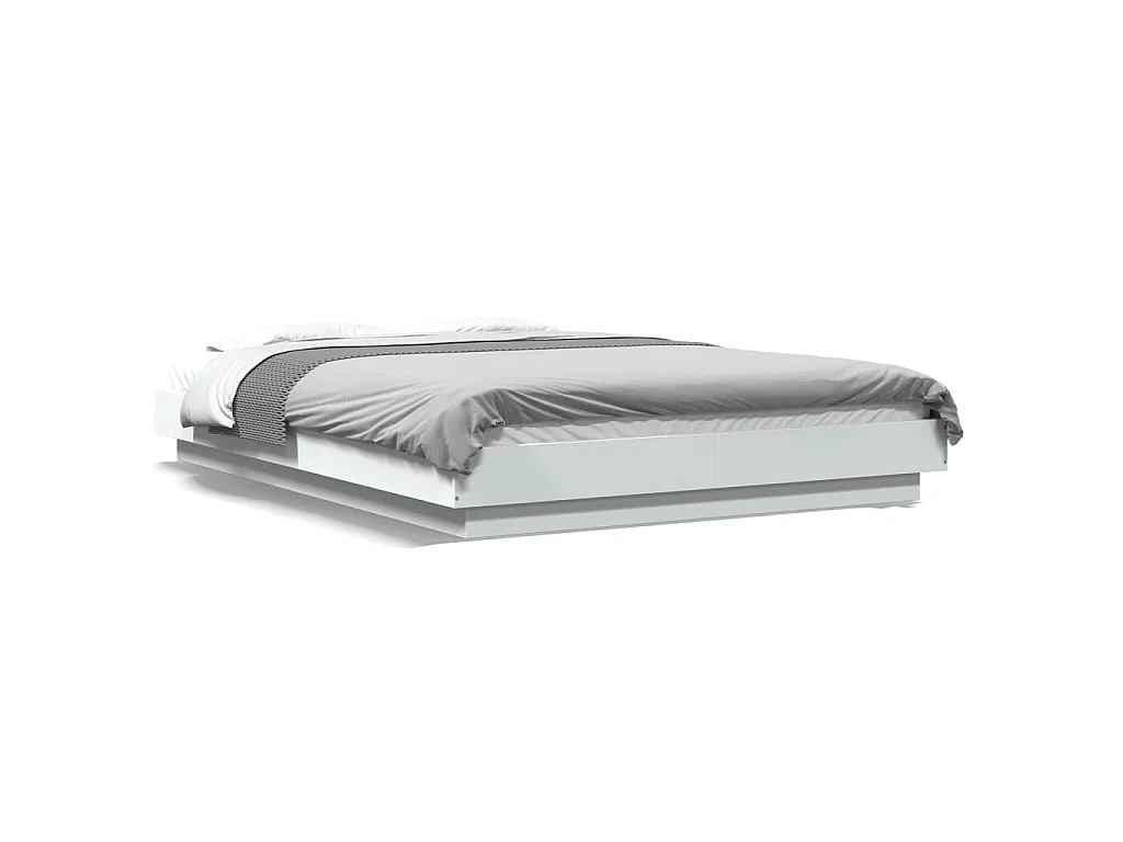 Bedframe met LED-verlichting bewerkt hout wit 120x200 cm