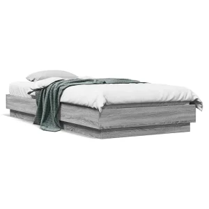 Bedframe bewerkt hout grijs sonoma eikenkleurig 100×200 cm Bedframe bewerkt hout grijs sonoma eikenkleurig 100×200 cm