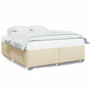 Bedframe zonder matras stof crèmekleurig 200×200 cm Bedframe zonder matras stof crèmekleurig 200×200 cm