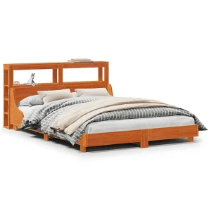 Bedframe zonder matras massief grenenhout wasbruin 150×200 cm Bedframe zonder matras massief grenenhout wasbruin 150×200 cm