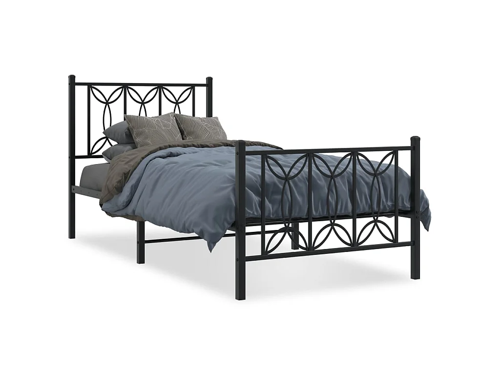 Bedframe met hoofd- en voeteneinde metaal zwart 80x200 cm
