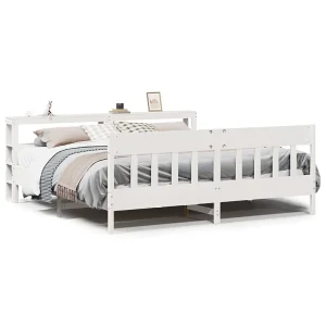 Bedframe zonder matras massief grenenhout wit 200×200 cm Bedframe zonder matras massief grenenhout wit 200×200 cm
