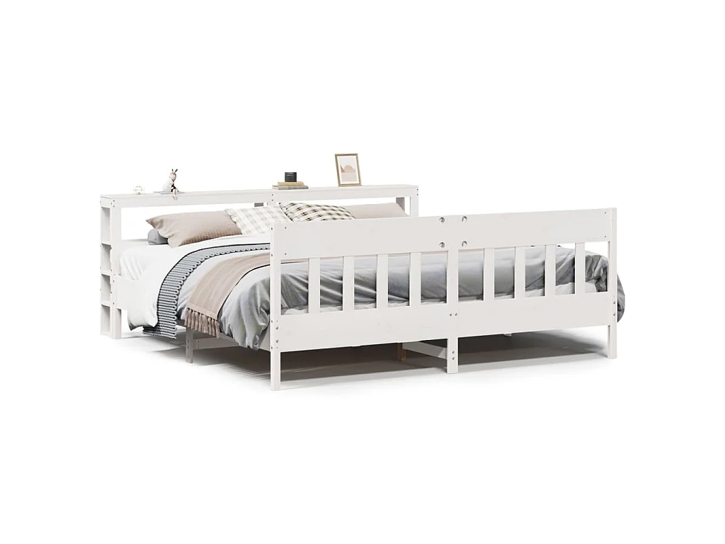 Bedframe zonder matras massief grenenhout wit 200x200 cm