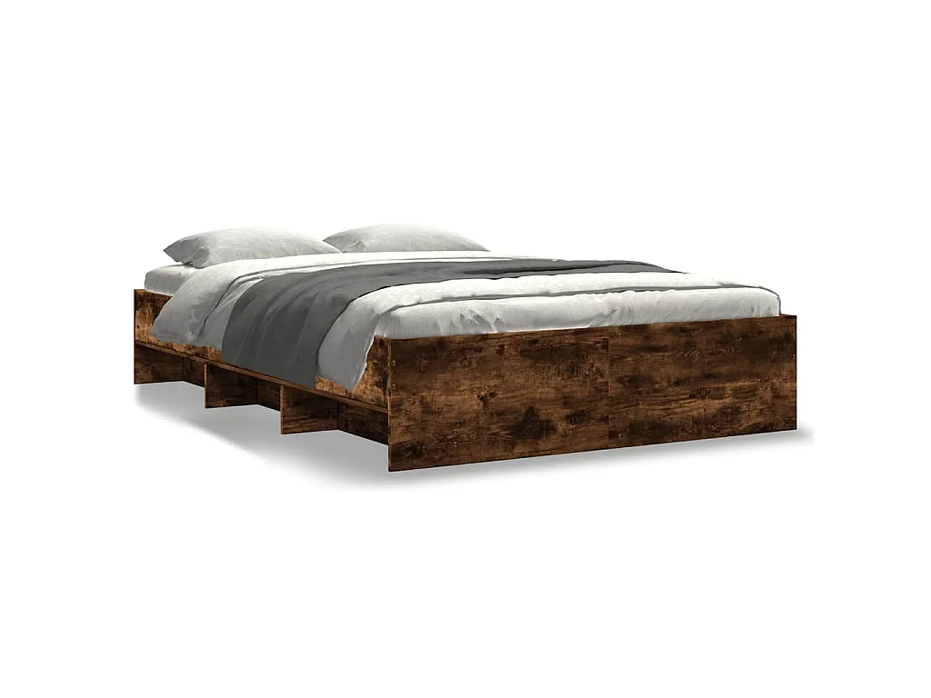 Bedframe bewerkt hout gerookt eikenkleurig 135x190 cm