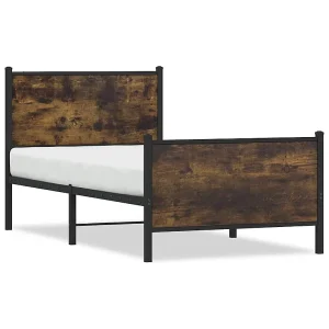Bedframe zonder matras metaal gerookt eikenkleurig 80×200 cm Bedframe zonder matras metaal gerookt eikenkleurig 80×200 cm